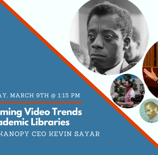 Historical figures in large and small circles half of the screen is blue