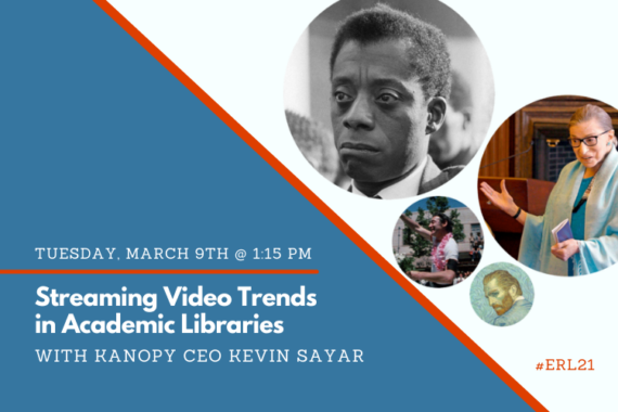 Historical figures in large and small circles half of the screen is blue