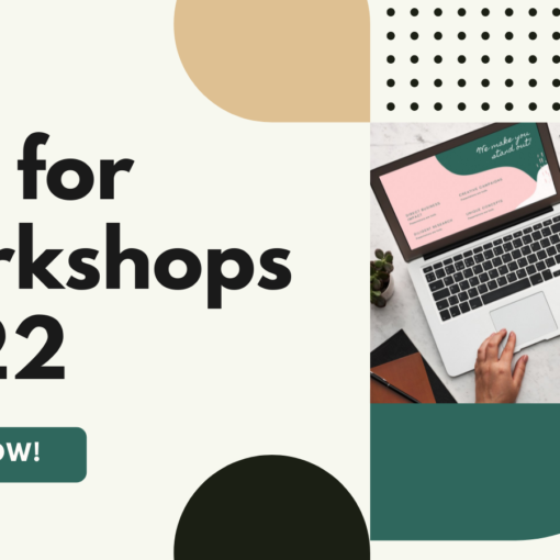 ER&L Call for Workshops 2022 Open Now! Geometric shapes in tan, teal, pink and black.