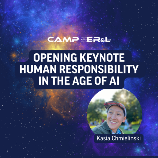 Galaxy background with headshot of Kasia Chmielinski